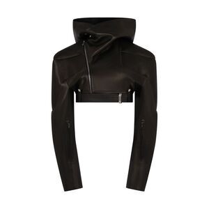 Rick Owens Women Unisex Hooded Micro Stooges Leather Jacket